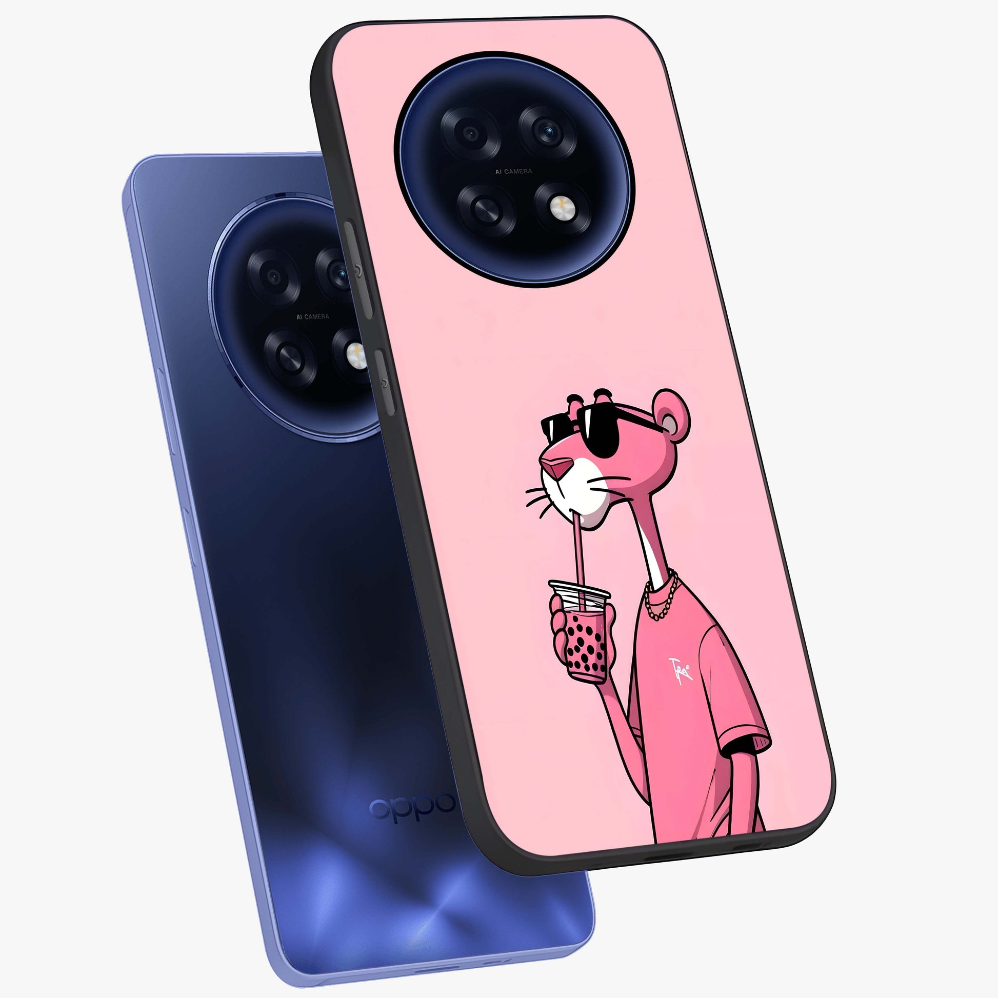 Pink Panther Glass Case displayed in angled mockup highlighting playful cartoon character design with vibrant pink aesthetic.