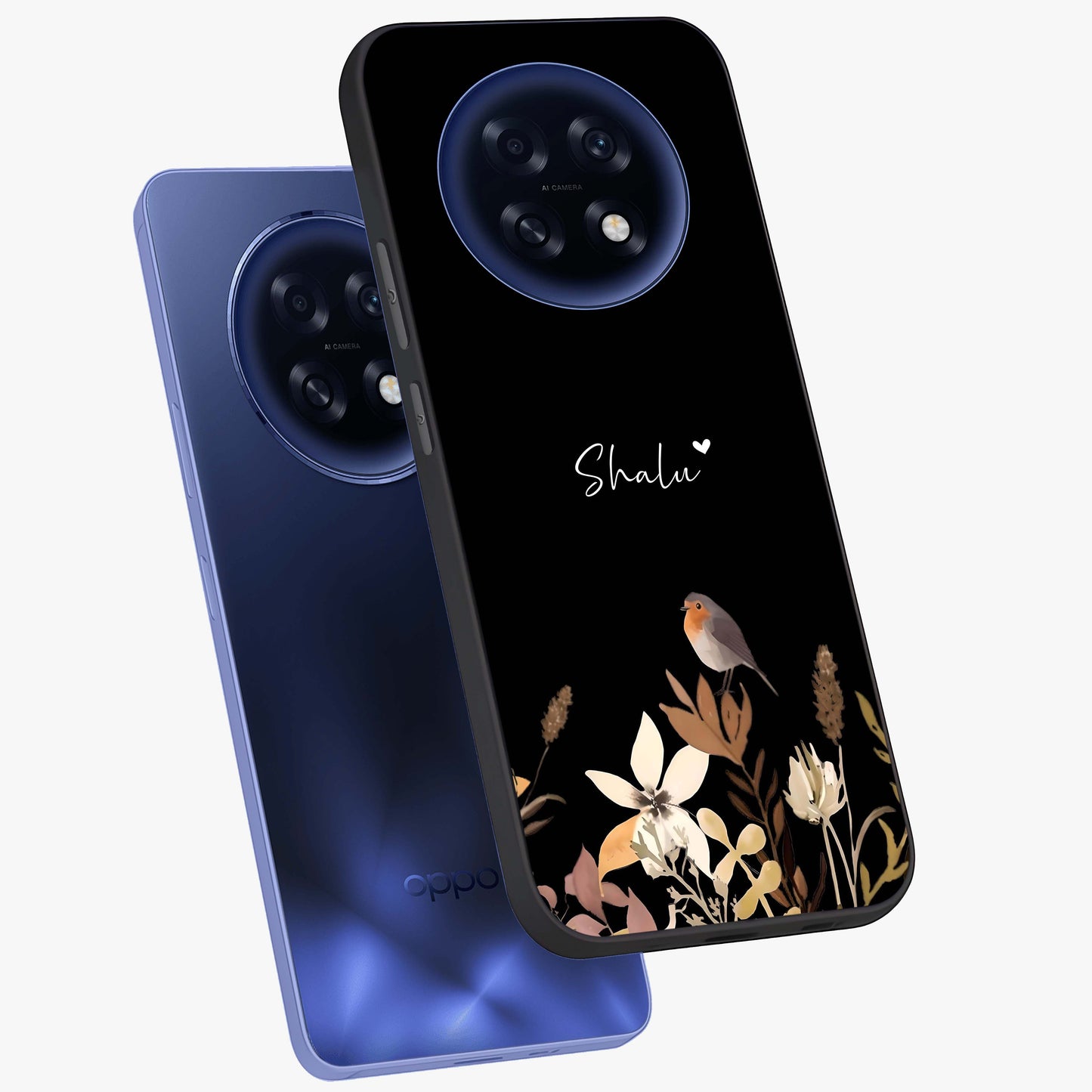 Quiet Garden Tune Custom Name Glass Case displayed in angled mockup highlighting delicate floral garden design with custom name feature.