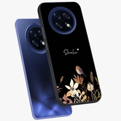 Quiet Garden Tune Custom Name Glass Case displayed in angled mockup highlighting delicate floral garden design with custom name feature.