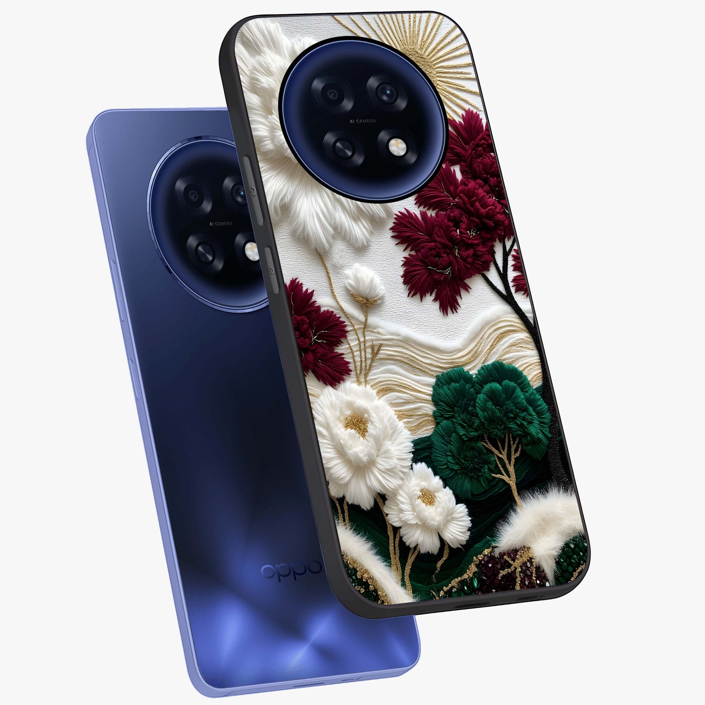 Radiant Bloom Elegance Glass Case displayed in angled mockup highlighting graceful floral design with radiant aesthetic style.