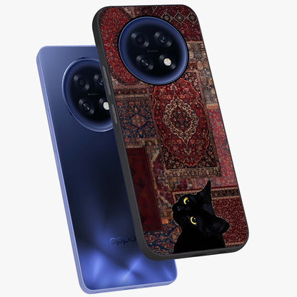 Regal Magic Cat Apple Glass Case displayed in angled mockup highlighting whimsical feline design with fantasy aesthetic.