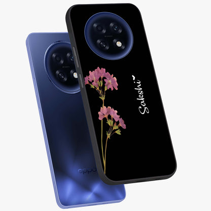 Riching Lavender Flower Custom Name Glass Case displayed in angled mockup highlighting delicate lavender flower design with custom name feature.