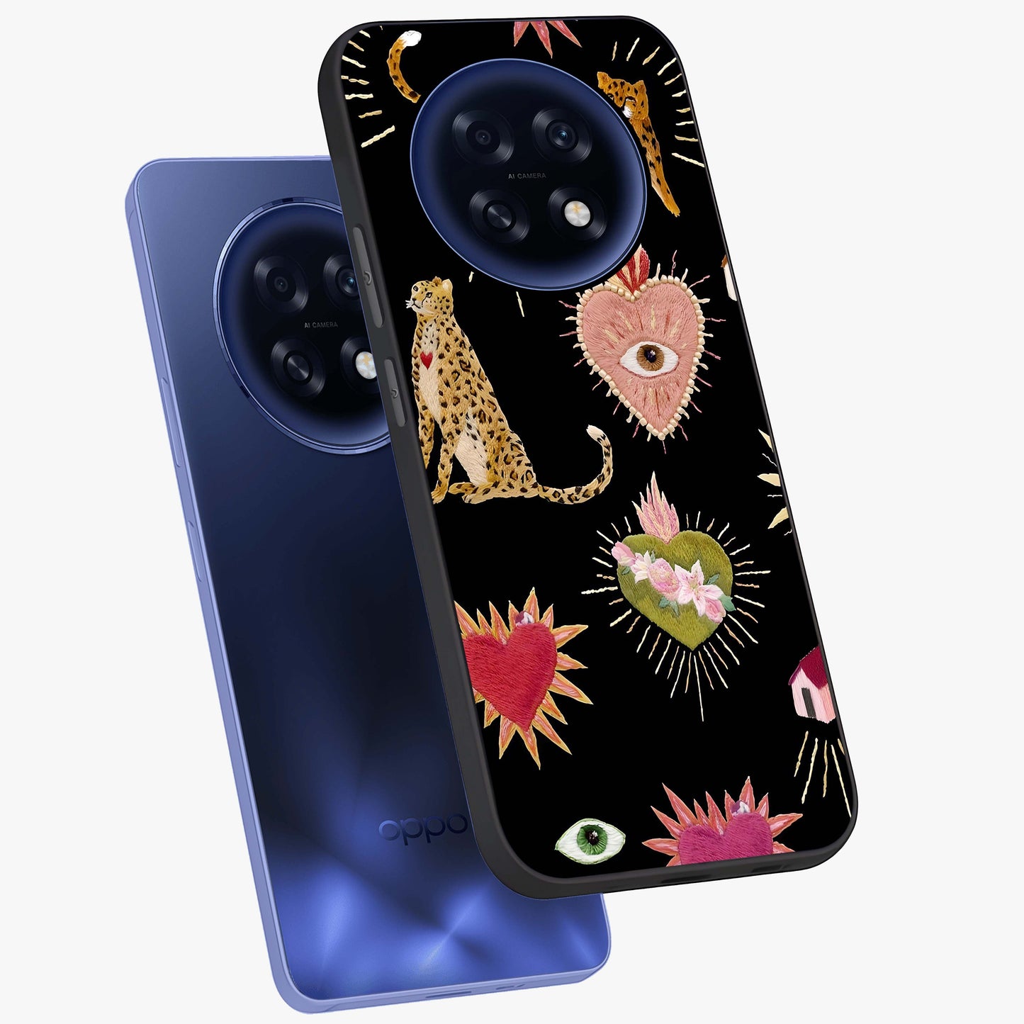 Sacred Jungle Heart Glass Case displayed in angled mockup highlighting lush tropical design with natural aesthetic style.