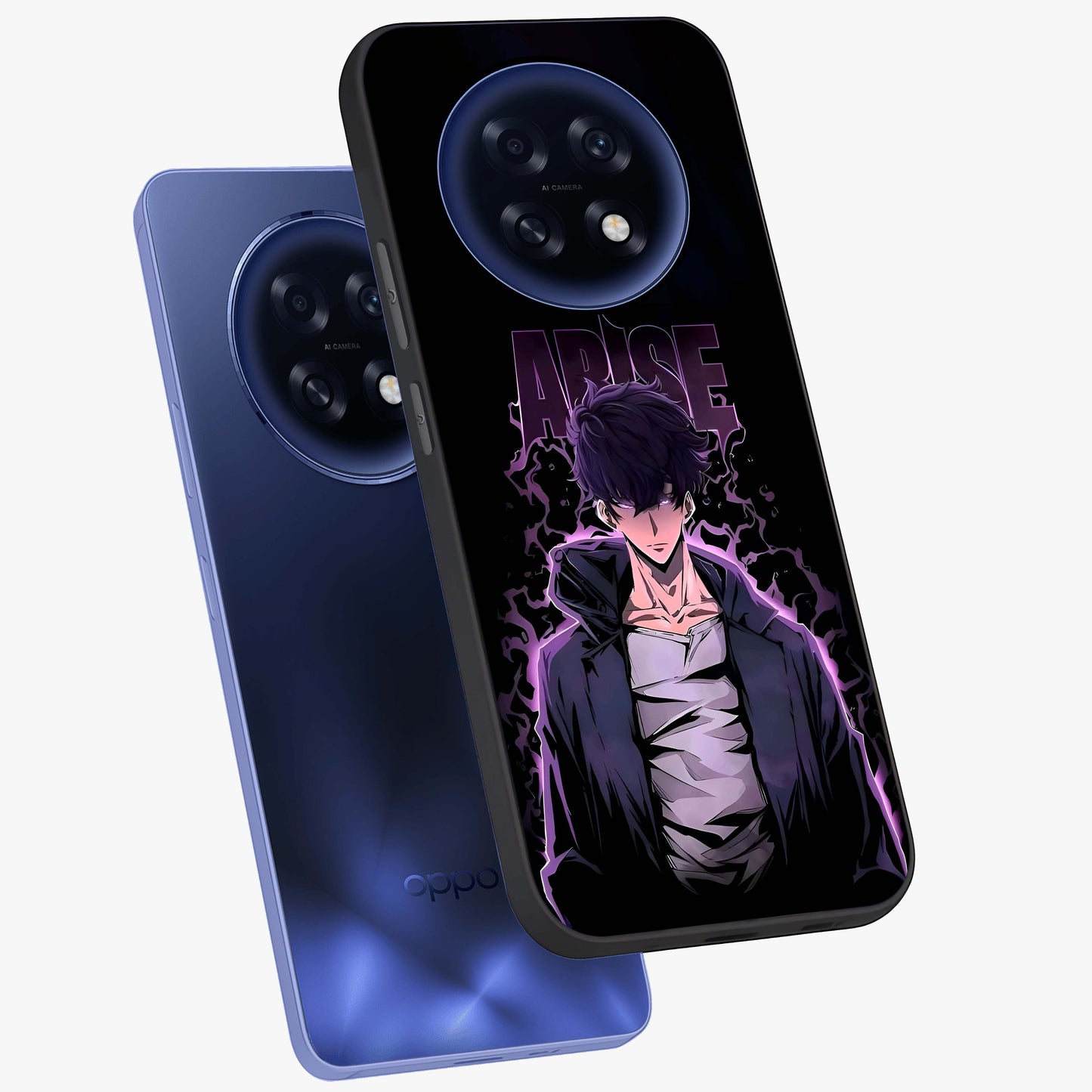 Shadow Monarch Awakening Glass Case displayed in angled mockup highlighting dramatic shadow warrior design with fantasy aesthetic.