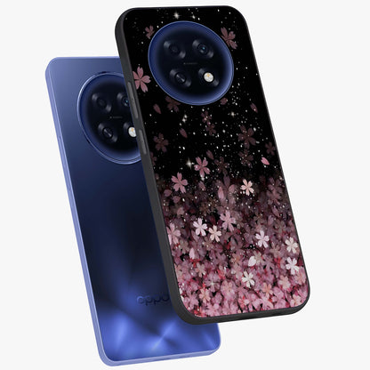 Small Starry Flowers Glass Case displayed in angled mockup highlighting tiny flower pattern with celestial aesthetic style.