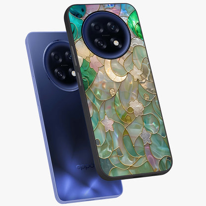 Stained Sunrise Glow Glass Case displayed in angled mockup highlighting radiant sunrise design with artistic aesthetic style.