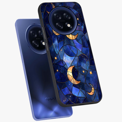 Starlit Sky Tapestry Glass Case displayed in angled mockup highlighting celestial night pattern with artistic aesthetic style.