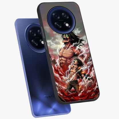 Titan Awakening Fury Glass Case displayed in angled mockup highlighting dramatic giant warrior design with bold anime aesthetic.
