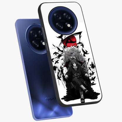 Uchiha Shadow Throne Glass Case displayed in angled mockup highlighting glowing aquatic design with celestial aesthetic.