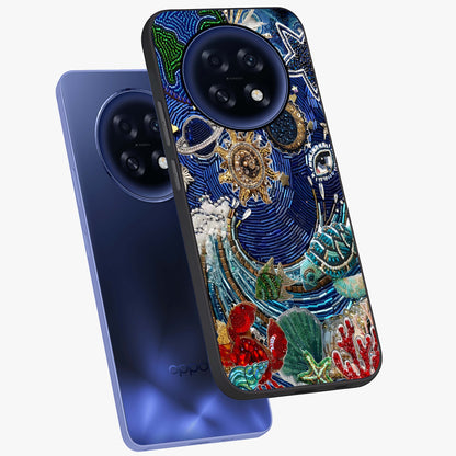 Universe Underwater Spark Glass Case displayed in angled mockup highlighting glowing aquatic design with celestial aesthetic.