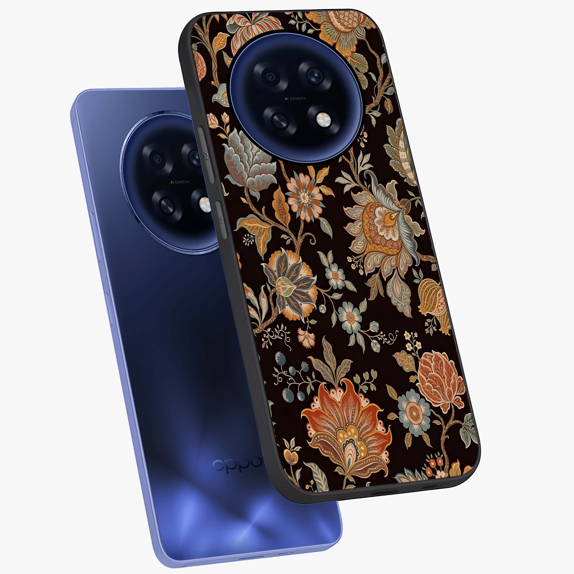 Vintage Floral Dream Glass Case displayed in angled mockup highlighting elegant vintage flower design with soft aesthetic style.