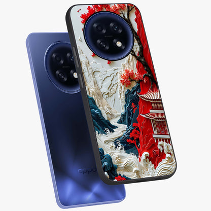Whispers Of Sakura Waves Glass Case displayed in angled mockup highlighting flowing sakura design with soft floral aesthetic.