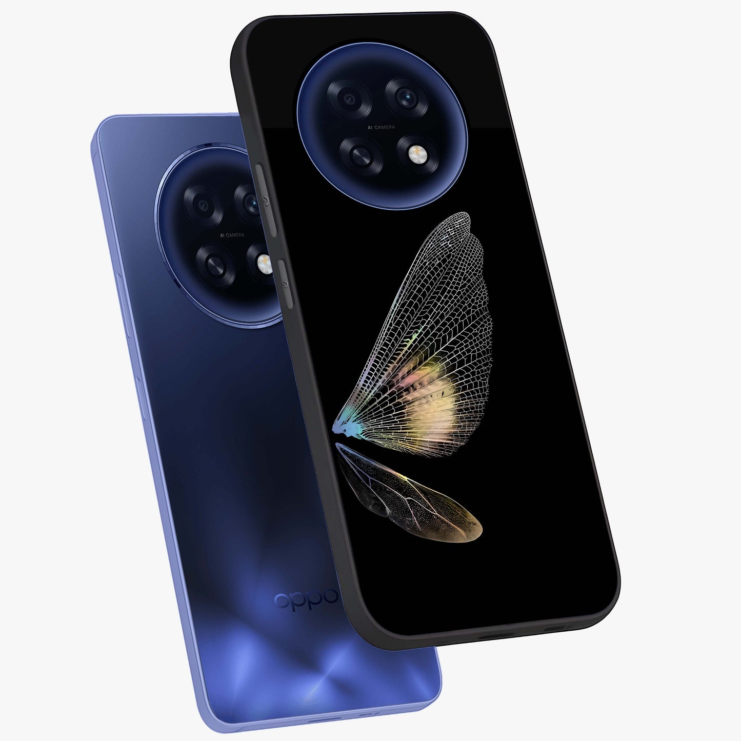 Whispers Of Wings Glass Case displayed in angled mockup highlighting soft feather design with celestial aesthetic style.