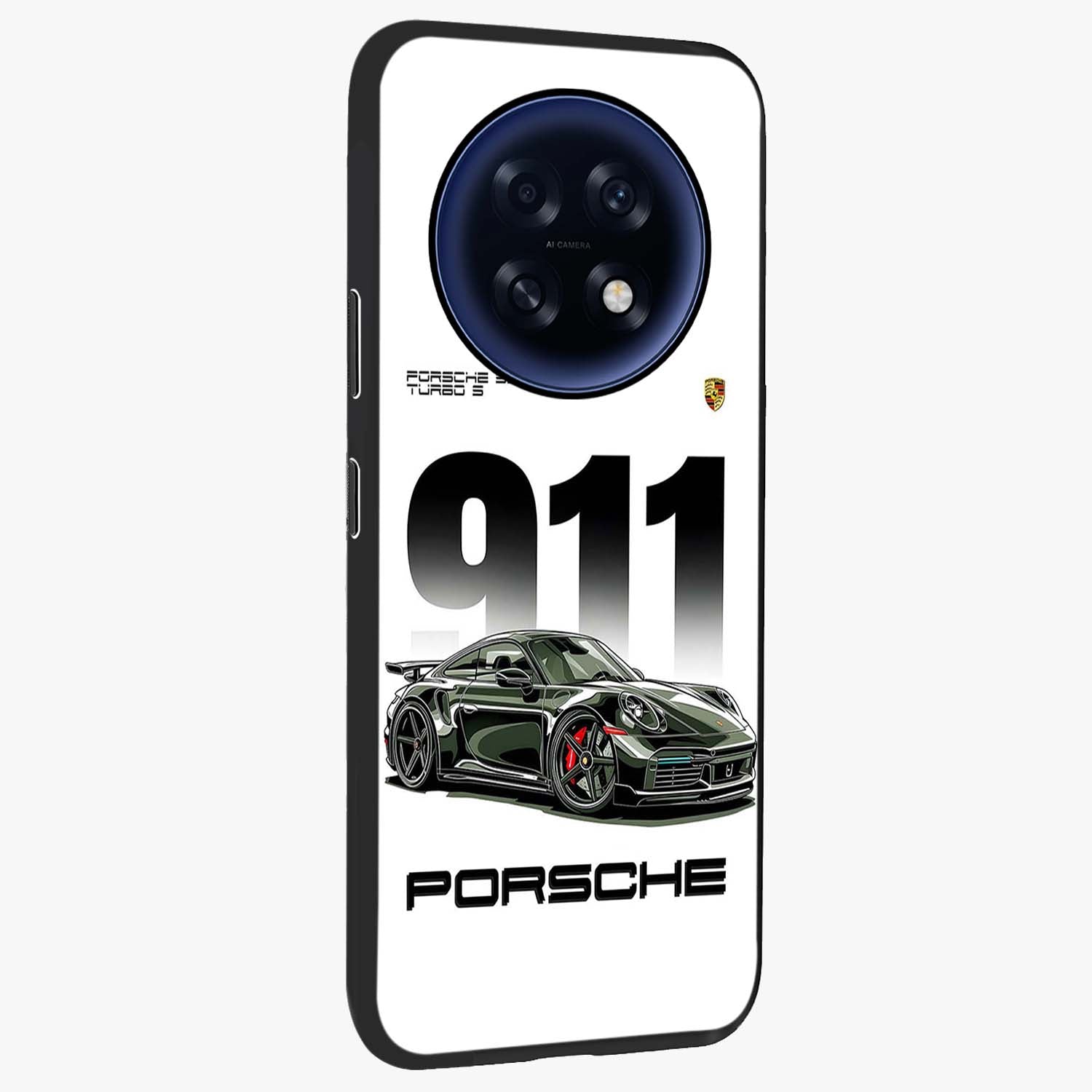 911 Turbo Dominance Glass Case upright perspective showcasing powerful racing design and modern automotive aesthetic.