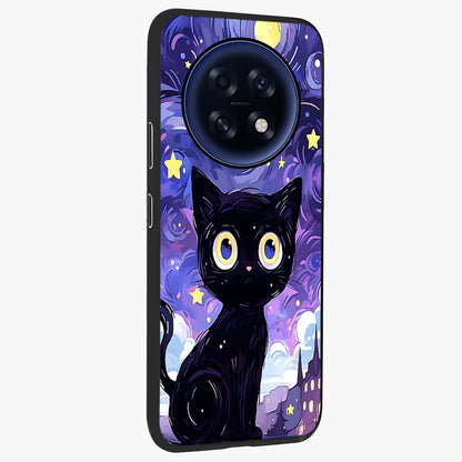 Abstract Cat Art Glass Case upright view showcasing creative feline illustration and aesthetic artistic style.