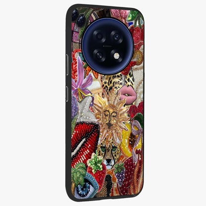 Beaded Fashion Jungle Glass Case upright view showcasing tropical jungle aesthetic with decorative bead elements.