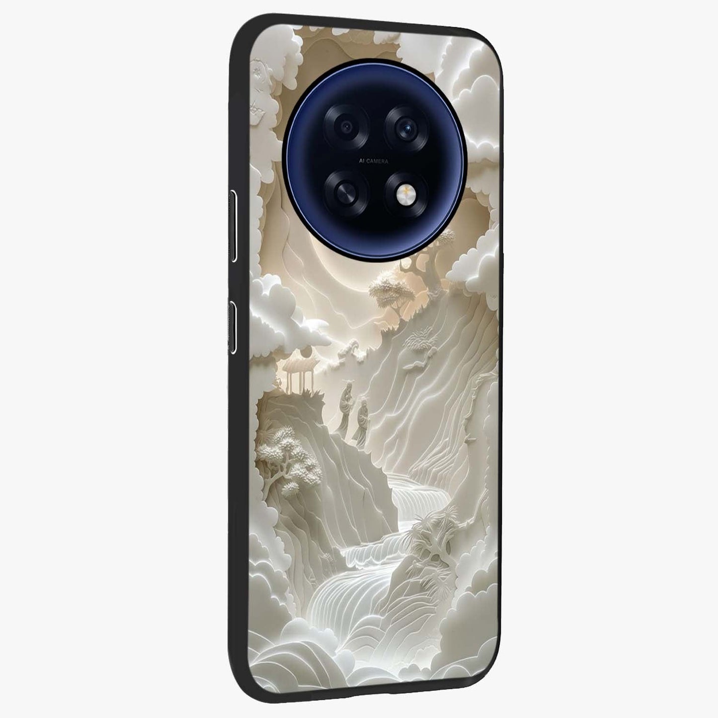 Celestial Origami Glass Case upright view showcasing creative origami artwork with modern celestial style.