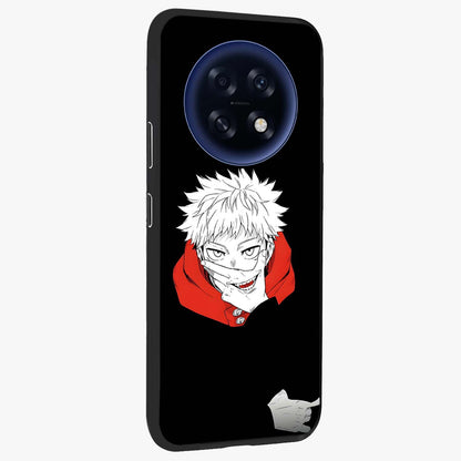 Crimson Chaos Smile Glass Case upright view showcasing expressive chaotic artwork with striking visual theme.