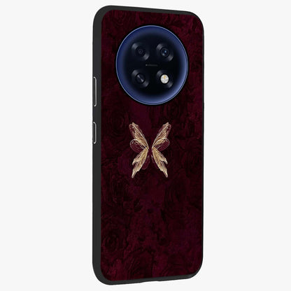 Crimson Fade Butterfly Glass Case upright view showcasing graceful butterfly artwork with soft crimson fade effect.