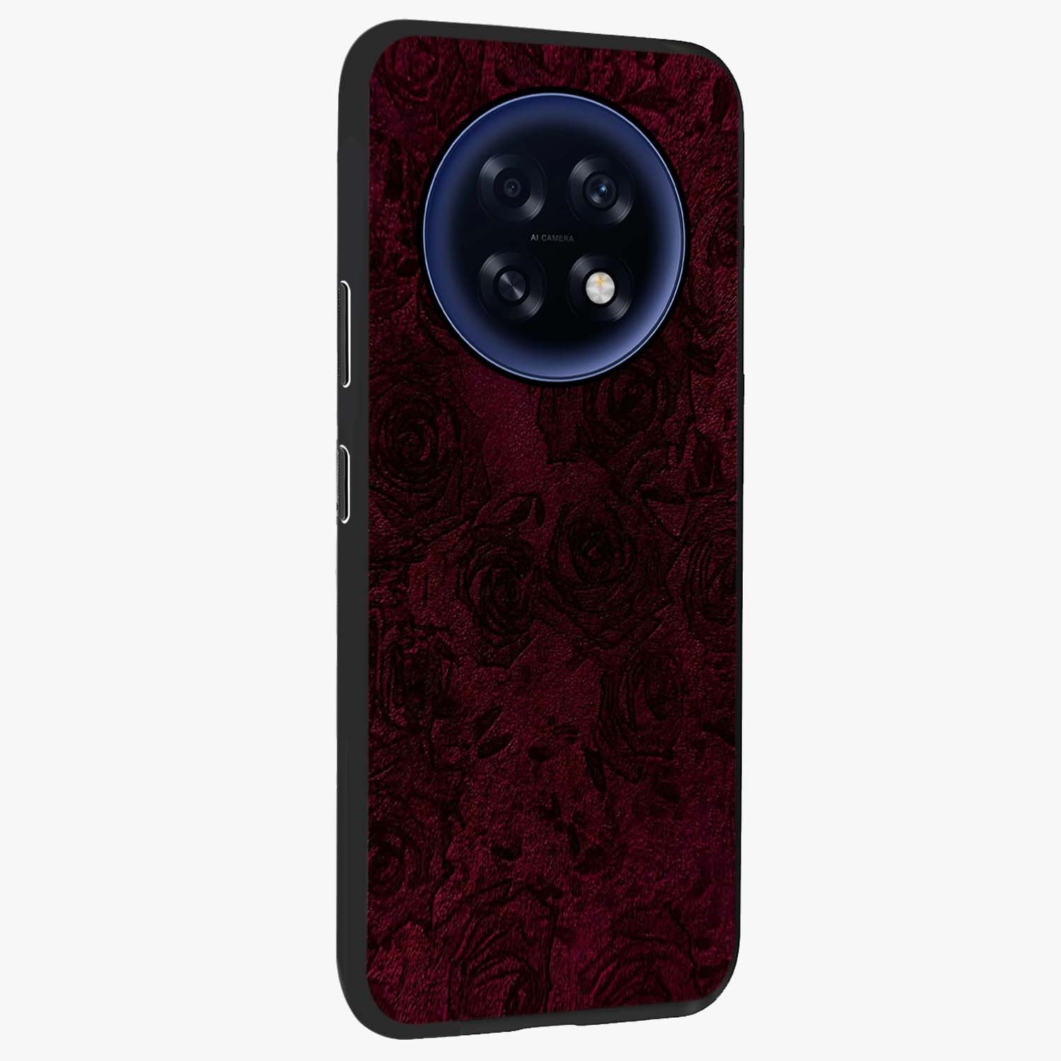 Crimson Fade Flow Glass Case upright view showcasing dynamic crimson flow artwork with stylish abstract theme.