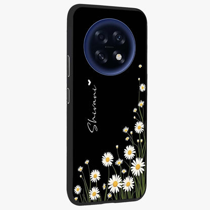 Daisy Cascade Custom Name Glass Case upright view showcasing elegant floral cascade design with personalized aesthetic.