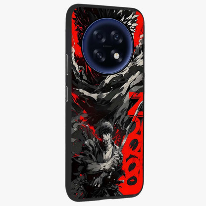 Demon Sword Resolve Glass Case upright view showcasing dramatic warrior artwork with intense battle theme.