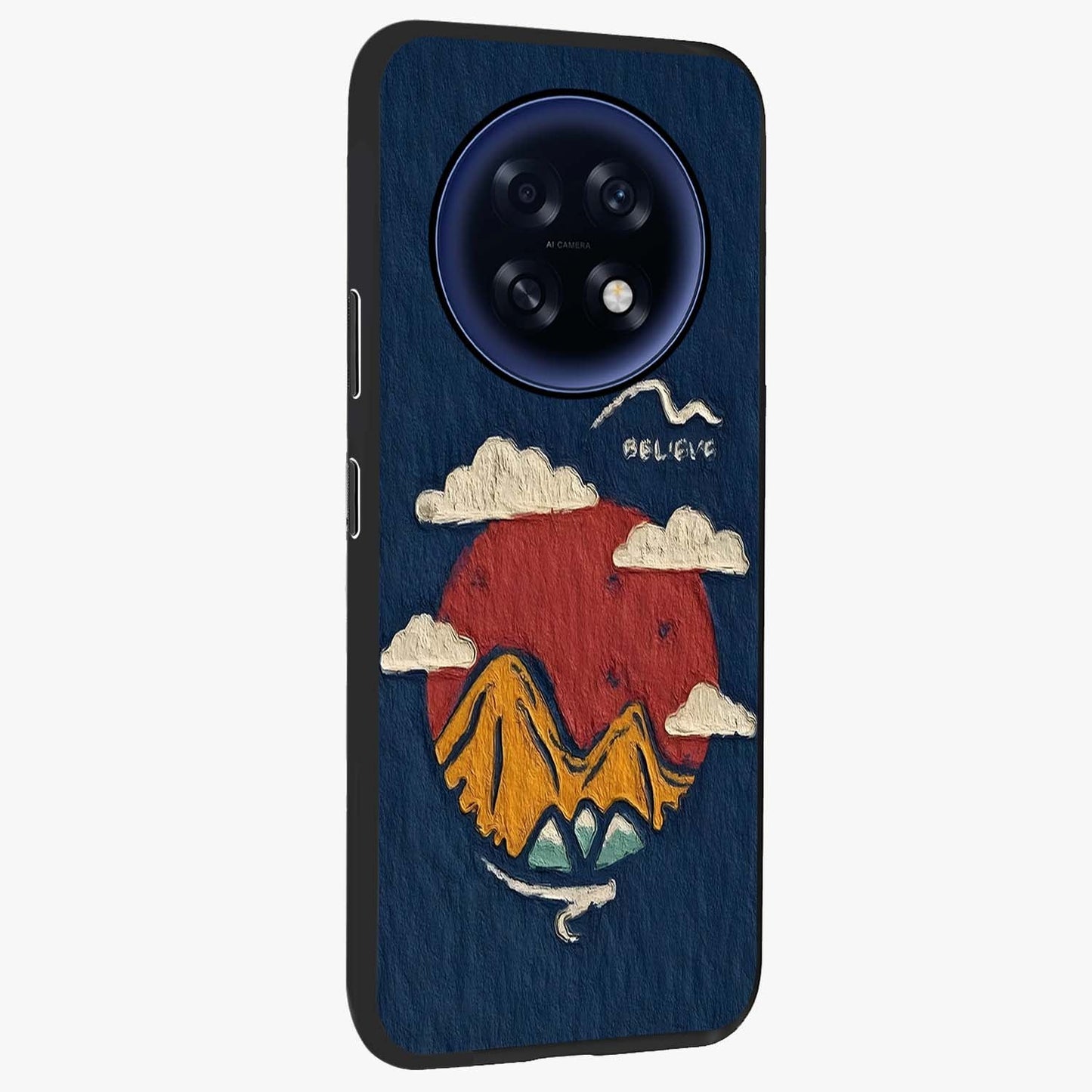 Dream Beyond Mountains Glass Case upright view showcasing beautiful mountain scenery with inspirational nature theme.