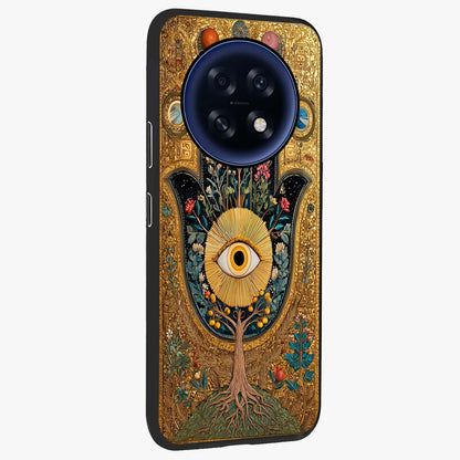 Ethereal Evil Eye Glass Case upright view showcasing celestial evil eye artwork with mystical theme.