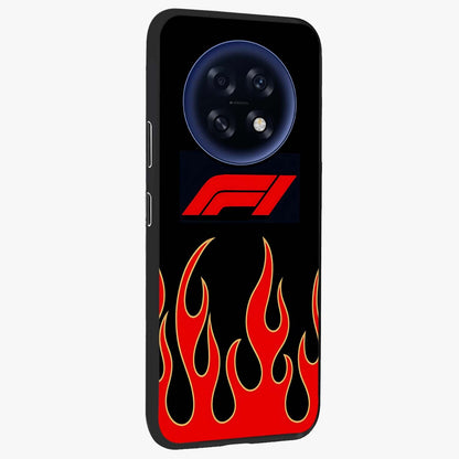 Fire F11 Glass Case upright view showcasing dynamic flame artwork with intense visual theme.