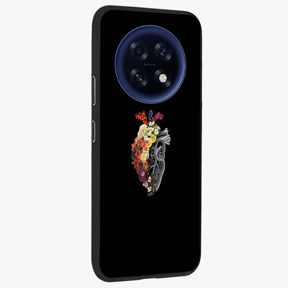 Heart With Flowers Glass Case upright view showcasing decorative heart and floral artwork with sweet romantic theme.