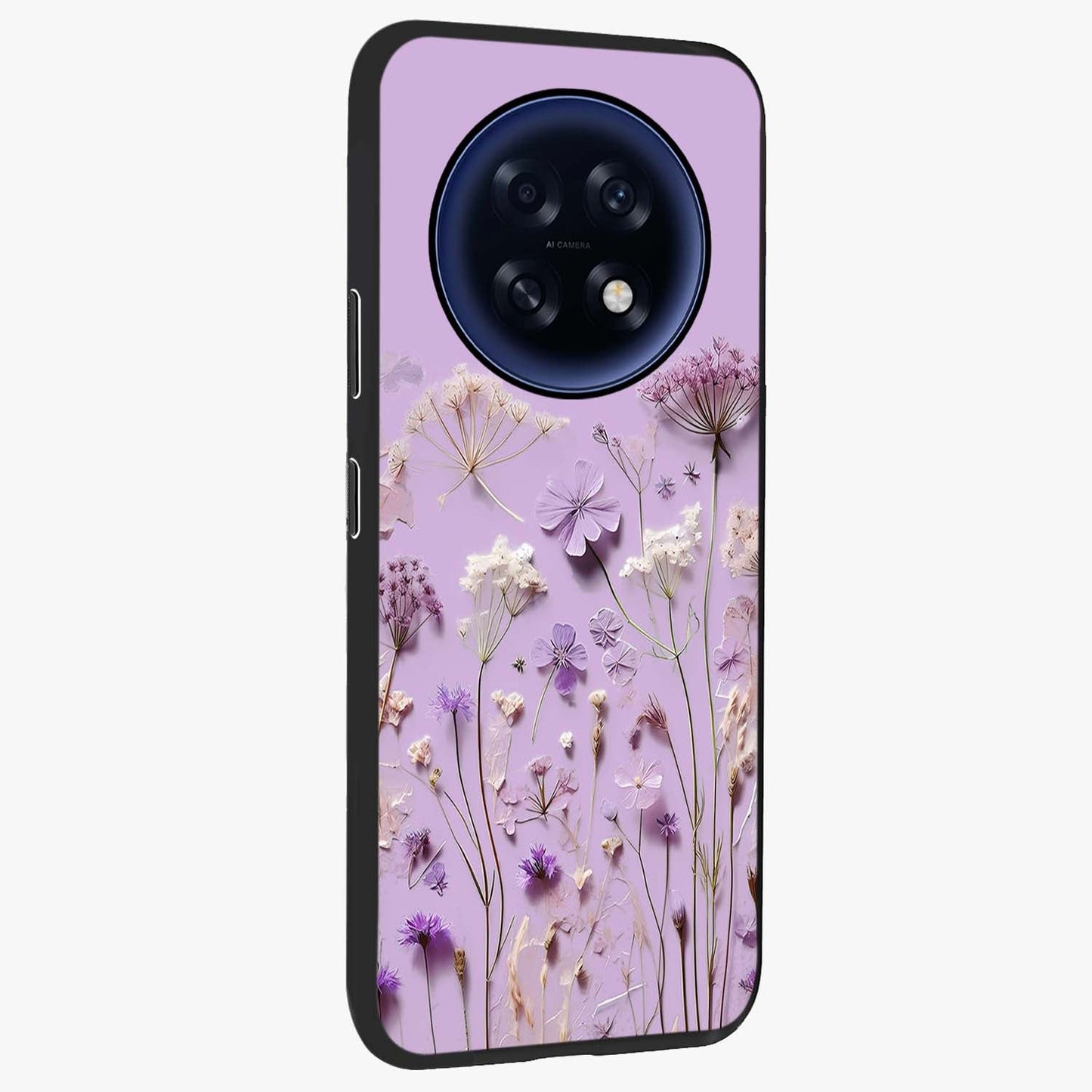 Lavender Blossom Dream Glass Case upright view showcasing delicate lavender blossom artwork with peaceful floral theme.
