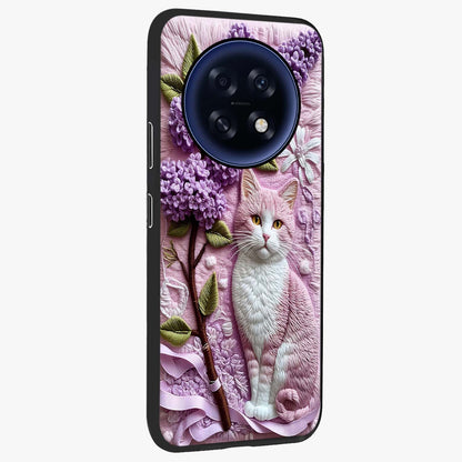 Lavender Cat Whimsy Glass Case upright view showcasing charming cat artwork with whimsical lavender theme.