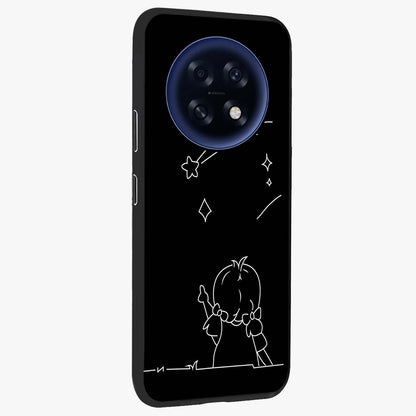 Line Art Girl With Shooting Stars Glass Case upright view showcasing delicate shooting stars artwork with minimal artistic theme.
