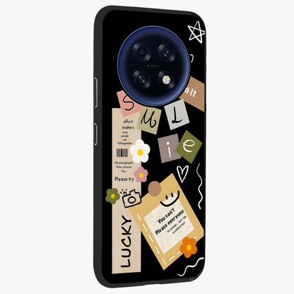 Lucky Aesthetic Collage Glass Case upright view showcasing vibrant collage artwork with youthful aesthetic theme.