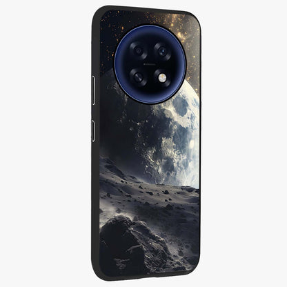 Lunar Horizon Glow Glass Case upright view showcasing radiant lunar artwork with calm cosmic theme.