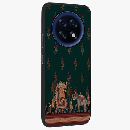 Macmerise Glass Case upright view showcasing bold artistic artwork with contemporary design theme.