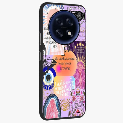 Manifestation Collage Glass Case upright view showcasing artistic manifestation themed artwork with creative style.
