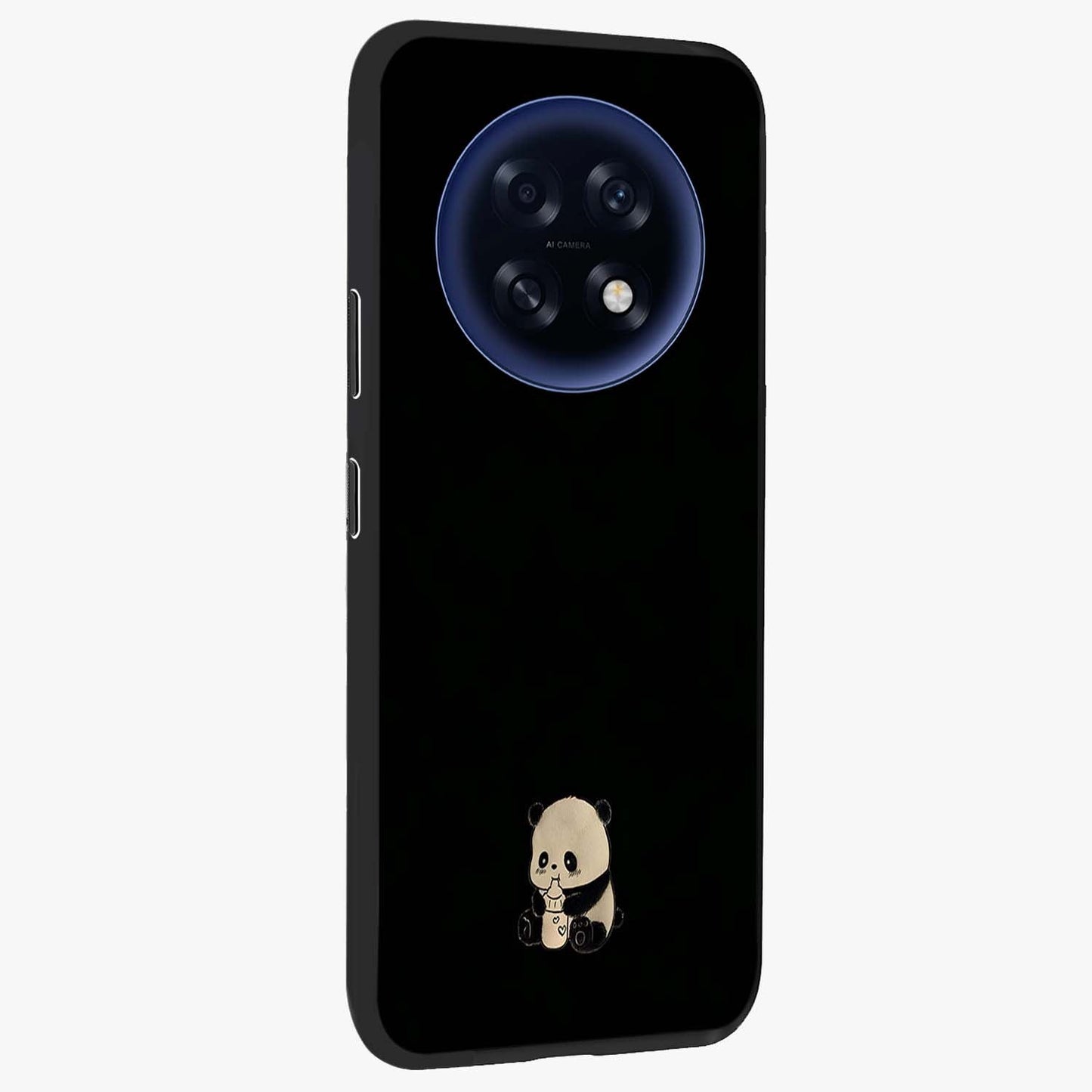 Midnight Panda Love Glass Case upright view showcasing charming panda artwork with playful romantic theme.