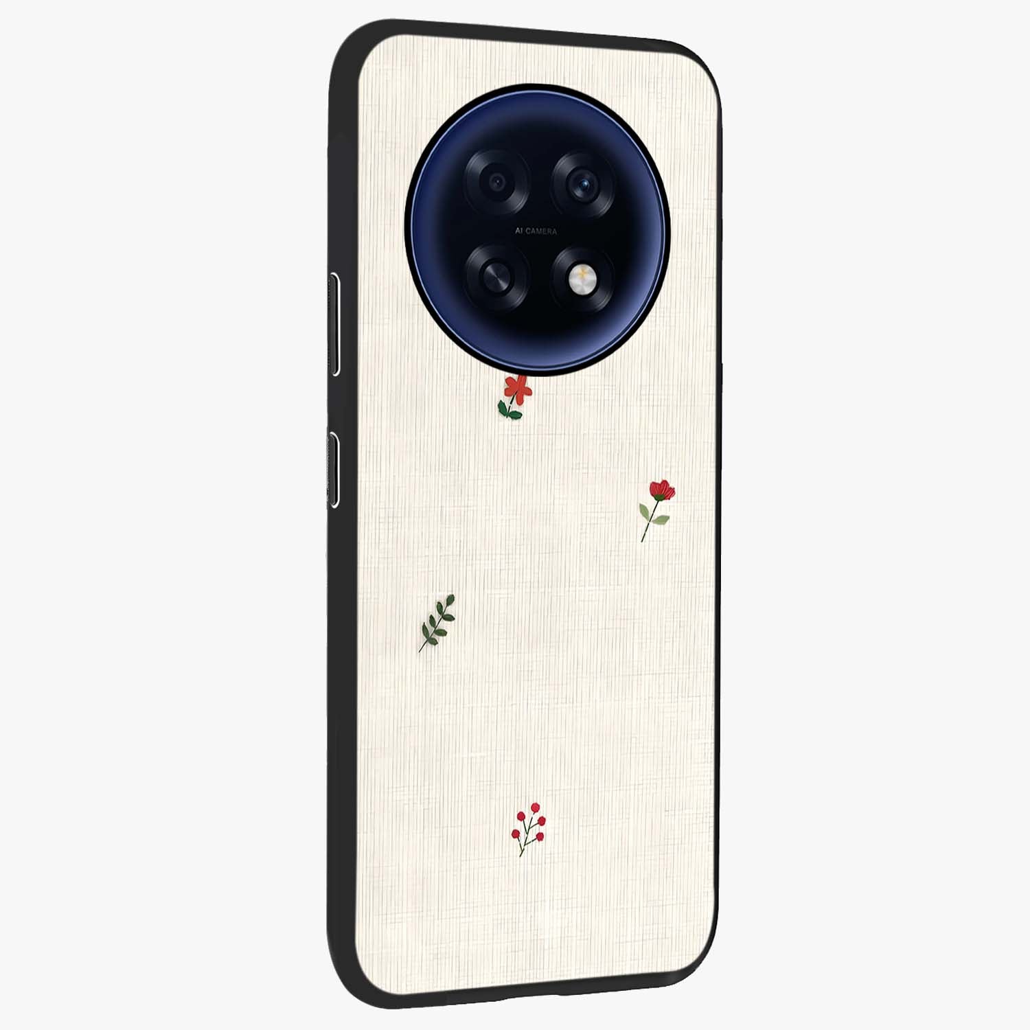 Minimalistic Blue With White Flower Pattern Glass Case upright view showcasing clean white flower artwork with calming blue theme.