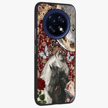 Moonlit Royal Stallion Glass Case upright view showcasing dramatic horse artwork with glowing moon themed design.
