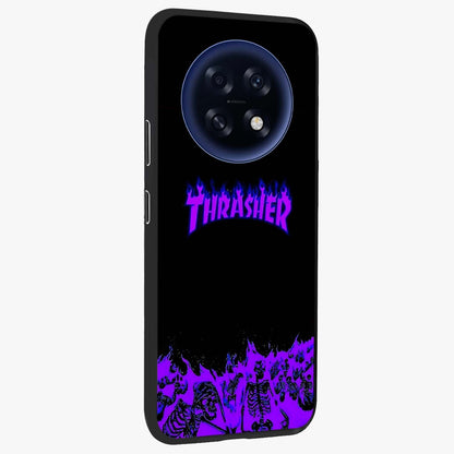 Neon Flame Riot Glass Case upright view showcasing dynamic flame artwork with energetic neon theme.