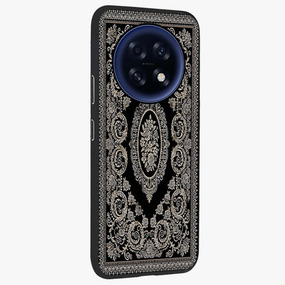 Noir Bloom Elegance Glass Case upright view showcasing graceful floral artwork with luxurious dark theme.