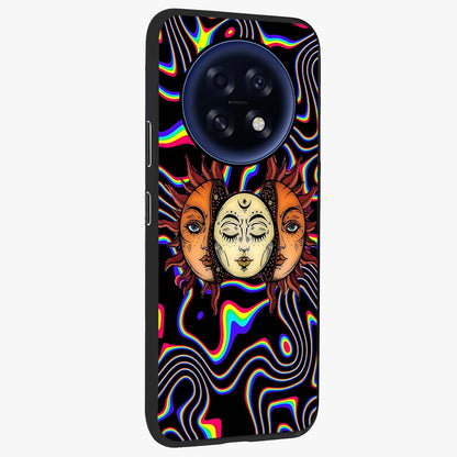 Psychedelic Sun Glass Case upright view showcasing trippy sun artwork with bold psychedelic theme.