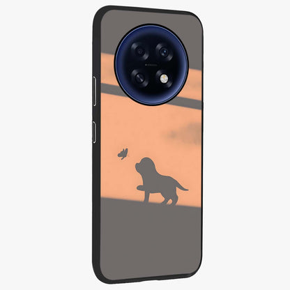 Puppy Shadow Art Glass Case upright view showcasing charming puppy artwork with creative silhouette theme.