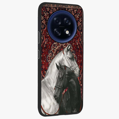 Regal Stallion Tapestry Glass Case upright view showcasing powerful horse artwork with elegant tapestry theme.
