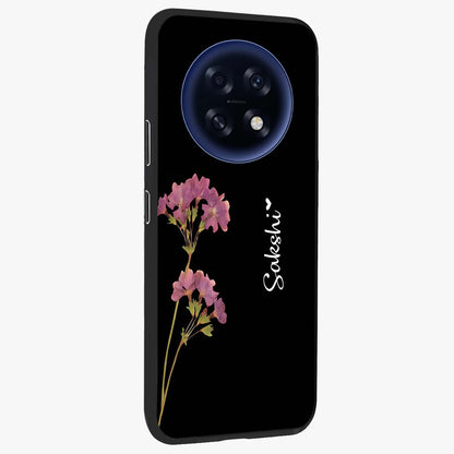 Riching Lavender Flower Custom Name Glass Case upright view showcasing elegant lavender floral artwork with personalized aesthetic.
