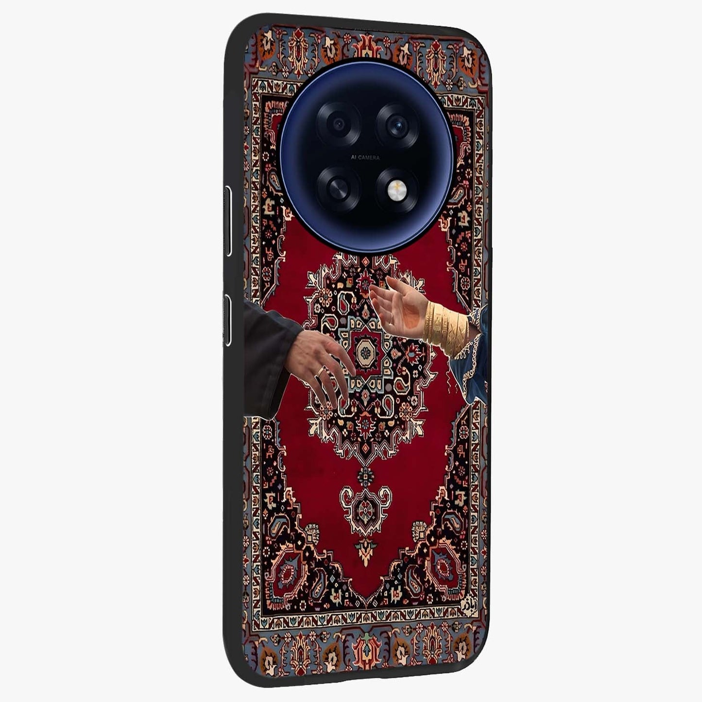 Royal Touch Reach Glass Case upright view showcasing stylish royal inspired artwork with graceful theme.