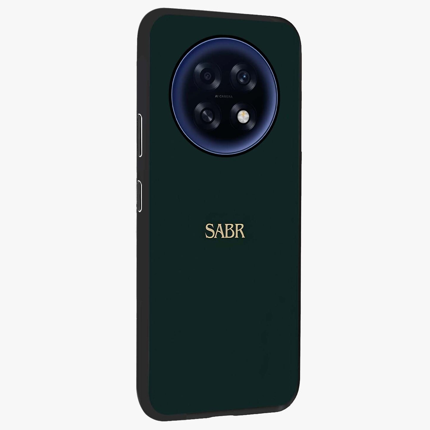 Sabr Minimal Patience Glass Case upright view showcasing calm minimalist artwork with motivational patience theme.