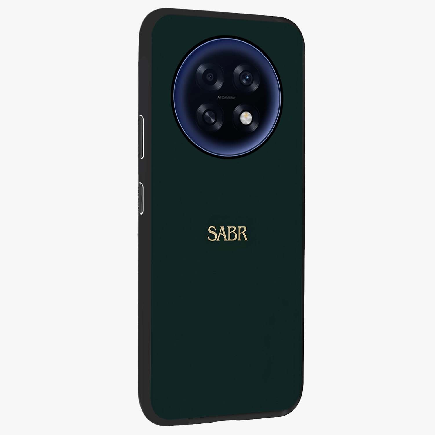 Sabr Minimal Patience Glass Case upright view showcasing calm minimalist artwork with motivational patience theme.