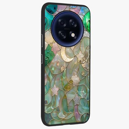 Stained Sunrise Glow Glass Case upright view showcasing colorful sunrise artwork with warm morning theme.